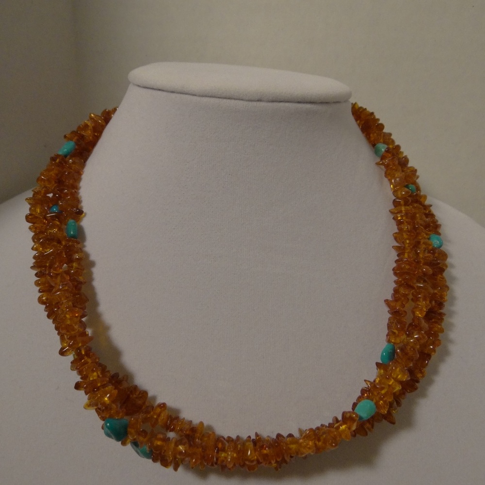 Jay King 3-Strand 20" Amber & Turquoise Necklace